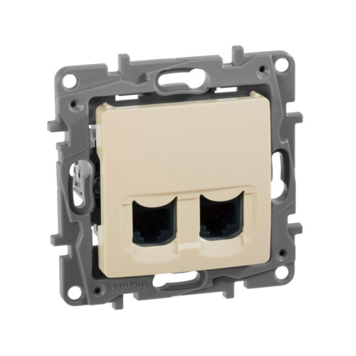 Розетка компьютерная двойная RJ45 категория 5Е UTP слоновая кость ETIKA