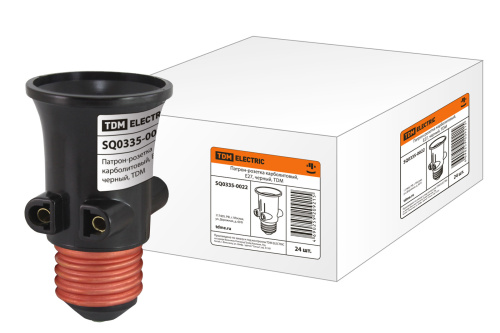 Патрон-розетка карболитовый, Е27, черный, TDM 