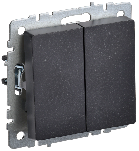 Выключатель 2-клавишный проходной 10А ВС10-2-6-БрЧ черный BRITE IEK