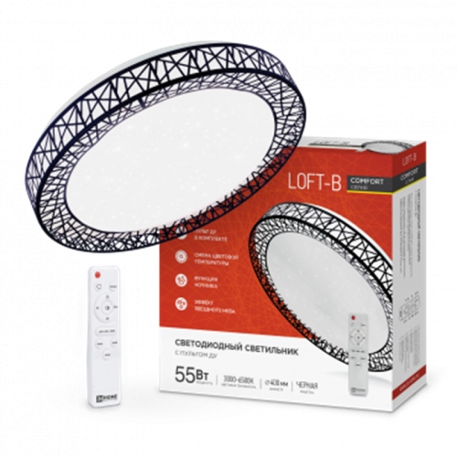 Светильник светодиодный COMFORT Loft-B 55Вт 230В 3000-6500K 4400Лм 400x100мм с пультом ДУ IN HOME	