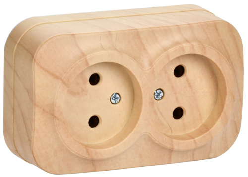 Розетка 2-местная для открытой установки без заземления без защитных шторок 10А РС22-2-ХС сос GLORY