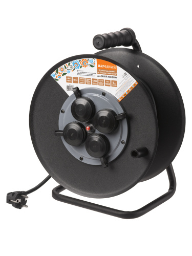 Удлинитель силовой УХз16-004 (метал. катушка, 4 места IP44/30 м КГ 3500 Вт) Народный УС1-43128