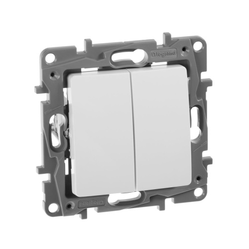 Выключатель 2-клавишный схема 5 10АХ безвинтовые зажимы белый ETIKA