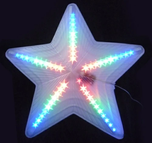 Фигура светодиодная "Звезда". 47х48 см. Подвесная. 45 светодиодов. Красный, зеленый, синий свет. Про