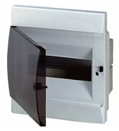 Бокс встраеваемый белый 8мод. c дымчатой дв. IP40 (с клеммным блоком) ABB Unibox