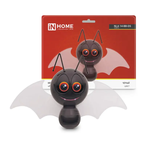Ночник светодиодный NLA 14-BB-DS ЛЕТУЧАЯ МЫШКА черная с датчиком освещения 230В IN HOME
