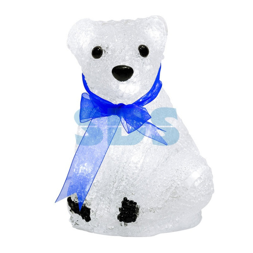 Акриловая светодиодная фигура Белый мишка 20 см, 4,5 В, 3 батарейки AA (не входят в комплект), 20 св
