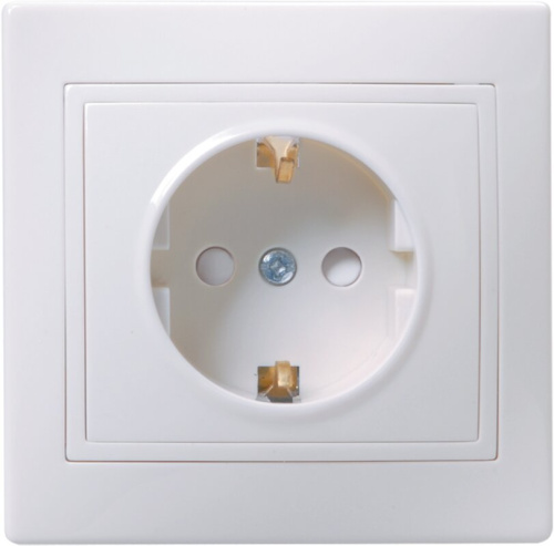 Розетка 1-местная с заземлением с защитными шторками 16А РСш10-3-КБ белый KVARTA GENERICA