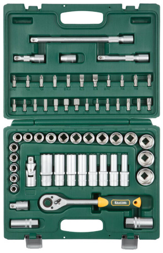 Набор KRAFTOOL "EXPERT QUALITAT": Торцовые головки "SUPER LOCK" с присоединит квадратом, 1/2", 60 пр