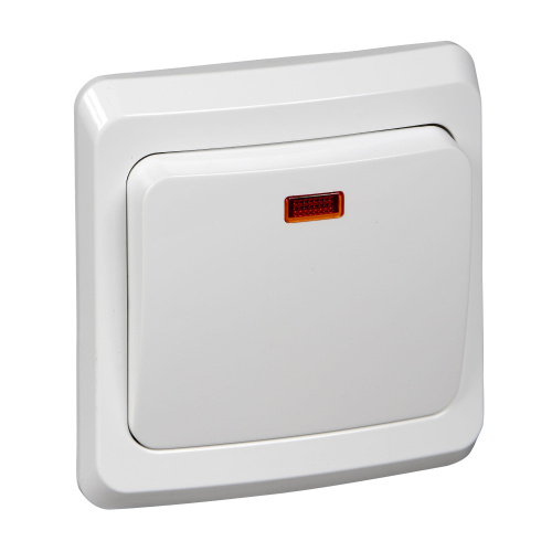 Выключатель С/У 1-клавишный с подсветкой 10 АХ, БЕЛЫЙ ЭТЮД