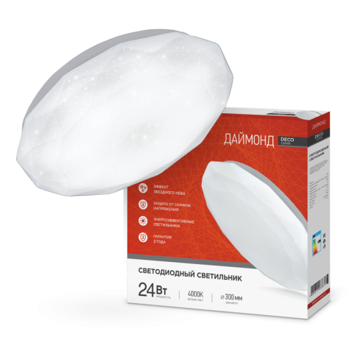 Светильник светодиодный серии DECO ДАЙМОНД 24Вт 230В 4000К 2160Лм 330х55мм IN HOME