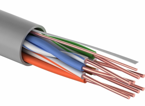Кабель витая пара омедненный U/UTP, CCA, CAT 5e, PVC, 4PR 24AWG, INDOOR, SOLID, серый, 305м PROconne