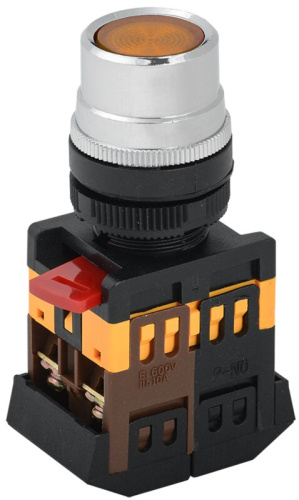 Кнопка ABLF-22 желтая d22мм неон/240В NO+NC GENERICA