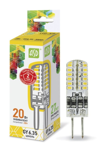 Лампа светодиодная LED-JCD-standard 2Вт 230В GY6,35 3000К 180Лм  ASD