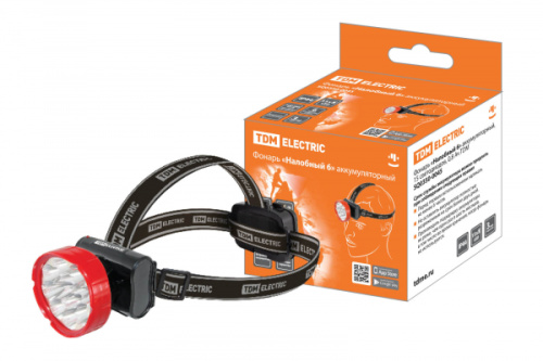 Фонарь "Налобный 6"аккумуляторный, 15 светодиодов,0,8 Ач TDM 