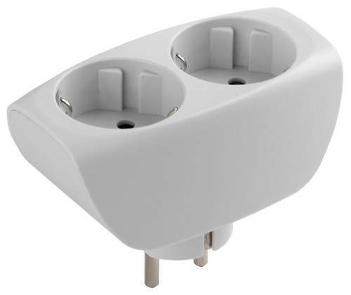Разветвитель электрический ЭРА SP-2e-W на 2 розетки с заземлением со шторками 16А белый