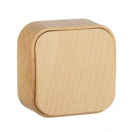 Переключатель 1-клавишный для открытой установки схема 6 10АХ дерево QUTEO