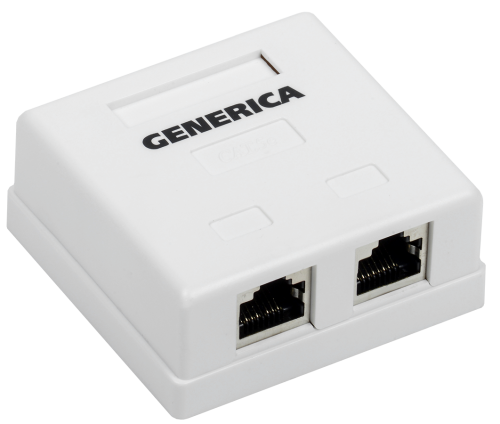 Розетка информационная настенная RJ45 кат.5E FTP 2 порта GENERICA