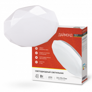 Светильник светодиодный серии DECO ДАЙМОНД 48Вт 230В 4000К 4320Лм 380х55мм IN HOME