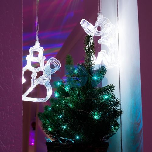 Фигура светодиодная Снеговик на присоске с подвесом, цвет белый