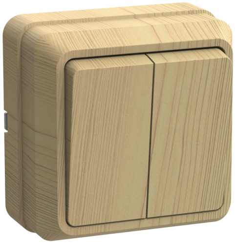 Выключатель 2-клавишный для открытой установки 10А ВС20-2-0-ОС сосна OKTAVA GENERICA