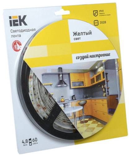 Лента светодиодная 5м  блистер LSR-3528Y60-4.8-IP65-12V IEK-eco