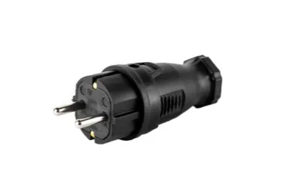 Вилка прямая каучук 2P+PE 230V 16А IP44 черная (DYNEL)