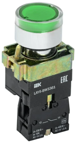 Кнопка управления LAY5-BW3361 с подсветкой зеленый 1з ИЭК