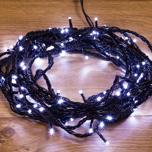Гирлянда Нить управляемая 20м 200 LED БЕЛЫЙ черный ПВХ IP65 свечение с динамикой 230В нужен контролл