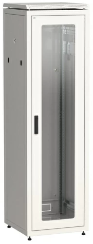 Шкаф сетевой 19" LINEA N 42U 600х800 мм стеклянная передняя дверь, задняя металлическая серый ITK