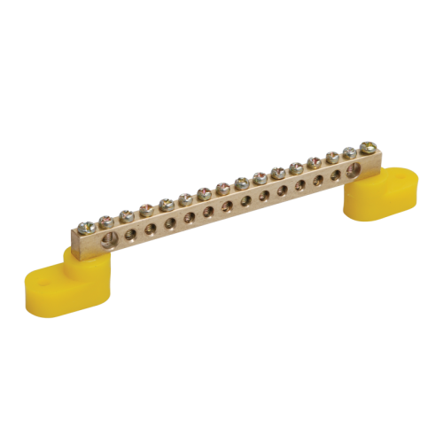 Шина PE "земля" на двух угловых изоляторах ШНИ-6х9-24-У2-Ж IEK