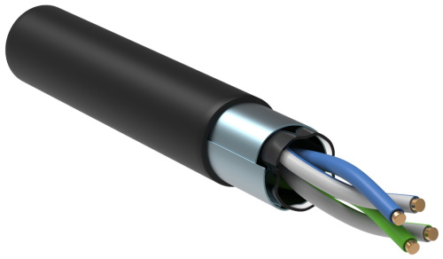 Витая пара F/UTP кат.5E 2х2х24AWG solid LDPE черный (500м) ITK