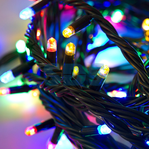 Гирлянда Нить 20м 240 LED МУЛЬТИКОЛОР черный каучук IP67 свеч с динам 230В нужен блок 217-204