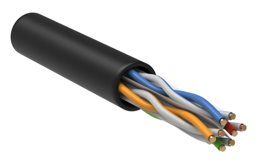 Витая пара U/UTP кат.6 4х2х23AWG solid LDPE черный (305м) ITK