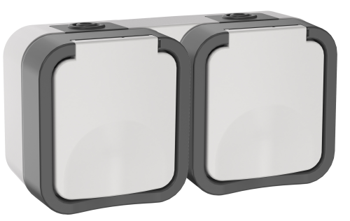 Розетка 2-местная горизонтальная 16А IP55 TS222 серо-белый TORS IEK